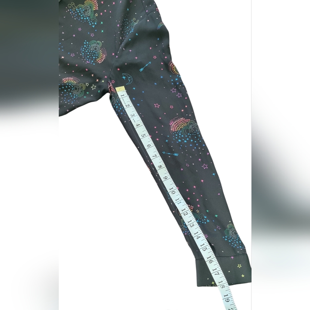 Warehouse Black Celestial Button Down Long Sleeve Shirt, Moon Stars, Women's 10 - Picture 9 of 9